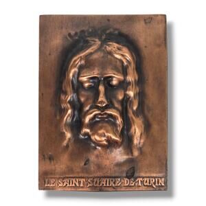 Shroud of Turin Saint Suaire de Metal Replica Plaque Religious Icon Jesus Christ